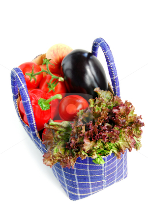 To use this stock image in your creative project, please select the size you need over to the right and click the "Add to Cart" button.
Your downloaded image will come with the Cutcaster watermark removed so don’t worry about the watermark you see on this page. Vegetables stock photo, Fresh vegetables and fruits in a basket isolated on white background by Elena Elisseeva
