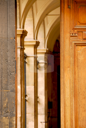 To use this stock image in your creative project, please select the size you need over to the right and click the "Add to Cart" button.
Your downloaded image will come with the Cutcaster watermark removed so don’t worry about the watermark you see on this page. Doors stock photo, Arches seen through half open old wooden door by Elena Elisseeva