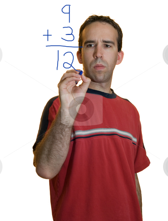 To use this stock image in your creative project, please select the size you need over to the right and click the "Add to Cart" button.
Your downloaded image will come with the Cutcaster watermark removed so don’t worry about the watermark you see on this page. Man Doing Math stock photo, A young man doing simple math with a marker by Richard Nelson