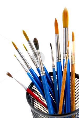 To use this stock image in your creative project, please select the size you need over to the right and click the "Add to Cart" button.
Your downloaded image will come with the Cutcaster watermark removed so don’t worry about the watermark you see on this page. Paintbrushes holder stock photo, Paintbrushes in a metal mesh holder on white background by Elena Elisseeva