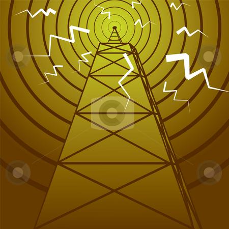 To use this stock image in your creative project, please select the size you need over to the right and click the "Add to Cart" button.
Your downloaded image will come with the Cutcaster watermark removed so don’t worry about the watermark you see on this page. Radio mast stock photo, Abstract old fashioned radio mast with a radiating signal by Michael Travers