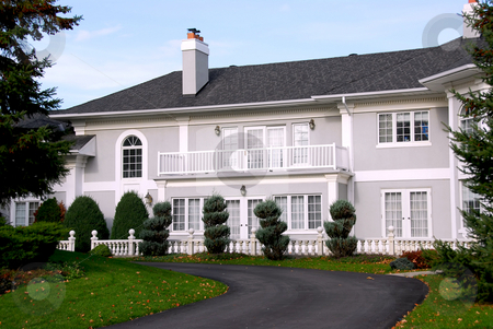 To use this stock image in your creative project, please select the size you need over to the right and click the "Add to Cart" button.
Your downloaded image will come with the Cutcaster watermark removed so don’t worry about the watermark you see on this page. Mansion stock photo, Beautiful mansion in grey and white color by Elena Elisseeva