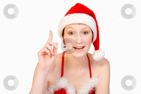 To use this stock image in your creative project, please select the size you need over to the right and click the "Add to Cart" button.
Your downloaded image will come with the Cutcaster watermark removed so don’t worry about the watermark you see on this page. Beautiful girl want's to ask you something stock photo, Beautifull girl in christmas bikini and with christmas hat puts her finger up in order to ask a question . With background clipping path for your convenience by Frenk and Danielle Kaufmann