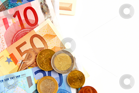 To use this stock image in your creative project, please select the size you need over to the right and click the "Add to Cart" button.
Your downloaded image will come with the Cutcaster watermark removed so don’t worry about the watermark you see on this page. Euro money stock photo, Currency of European union bills and coins, space for copy by Elena Elisseeva