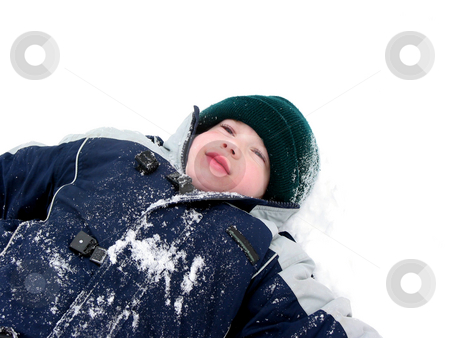 To use this stock image in your creative project, please select the size you need over to the right and click the "Add to Cart" button.
Your downloaded image will come with the Cutcaster watermark removed so don’t worry about the watermark you see on this page. Boy child winter fun stock photo, Young boy lying in snow enjoying winter by Elena Elisseeva