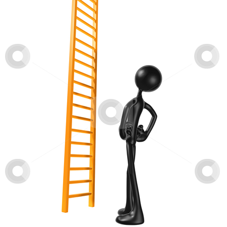 To use this stock image in your creative project, please select the size you need over to the right and click the "Add to Cart" button.
Your downloaded image will come with the Cutcaster watermark removed so don’t worry about the watermark you see on this page. Looking Up Ladder stock photo, A Concept And Presentation Figure in 3D by LuMaxArt