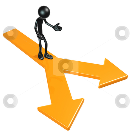 To use this stock image in your creative project, please select the size you need over to the right and click the "Add to Cart" button.
Your downloaded image will come with the Cutcaster watermark removed so don’t worry about the watermark you see on this page. Two paths choices stock photo, A Concept And Presentation Figure in 3D by LuMaxArt
