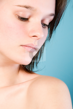 To use this stock image in your creative project, please select the size you need over to the right and click the "Add to Cart" button.
Your downloaded image will come with the Cutcaster watermark removed so don’t worry about the watermark you see on this page. Girl is showing her skin stock photo, Natural portrait of a girl with short brown hair by Frenk and Danielle Kaufmann