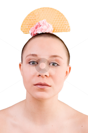 To use this stock image in your creative project, please select the size you need over to the right and click the "Add to Cart" button.
Your downloaded image will come with the Cutcaster watermark removed so don’t worry about the watermark you see on this page. My ice cream story stock photo, Young goodlooking woman with a ice cream on her head by Frenk and Danielle Kaufmann
