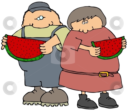 To use this stock image in your creative project, please select the size you need over to the right and click the "Add to Cart" button.
Your downloaded image will come with the Cutcaster watermark removed so don’t worry about the watermark you see on this page. Eating Watermelon stock photo, This illustration depicts a boy and girl eating large slices of watermelon. by Dennis Cox
