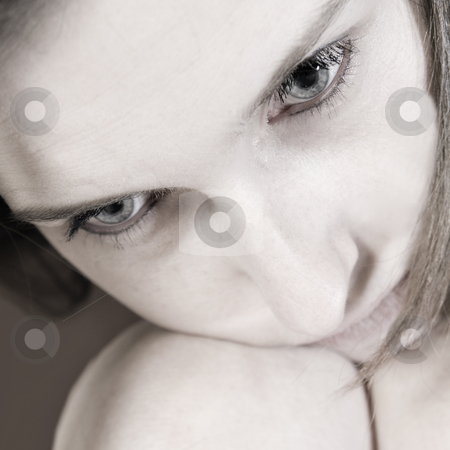 To use this stock image in your creative project, please select the size you need over to the right and click the "Add to Cart" button.
Your downloaded image will come with the Cutcaster watermark removed so don’t worry about the watermark you see on this page. Portrait of a woman in thoughts stock photo, Studio portrait of a young woman in thoughts by Frenk and Danielle Kaufmann