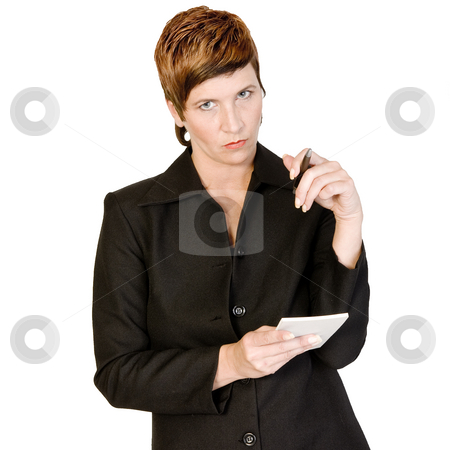 To use this stock image in your creative project, please select the size you need over to the right and click the "Add to Cart" button.
Your downloaded image will come with the Cutcaster watermark removed so don’t worry about the watermark you see on this page. Writing down stock photo, Adult woman portraits taken in the photo studio on a white background by Frenk and Danielle Kaufmann
