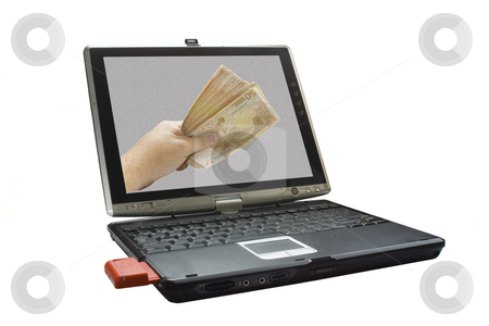 To use this stock image in your creative project, please select the size you need over to the right and click the "Add to Cart" button.
Your downloaded image will come with the Cutcaster watermark removed so don’t worry about the watermark you see on this page. Laptop stock photo, A conceptual image of e commerce by Ivan Montero