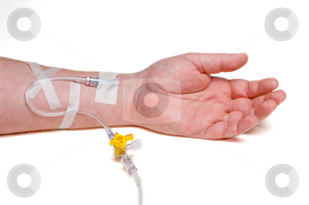 To use this stock image in your creative project, please select the size you need over to the right and click the "Add to Cart" button.
Your downloaded image will come with the Cutcaster watermark removed so don’t worry about the watermark you see on this page. Patient IV stock photo, A medical patient with an IV in his arm. by Robert Byron