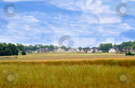 To use this stock image in your creative project, please select the size you need over to the right and click the "Add to Cart" button.
Your downloaded image will come with the Cutcaster watermark removed so don’t worry about the watermark you see on this page. Urban Sprawl stock photo, A new housing develpoment encroaching on farmland. by Robert Byron