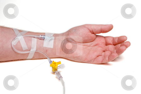 To use this stock image in your creative project, please select the size you need over to the right and click the "Add to Cart" button.
Your downloaded image will come with the Cutcaster watermark removed so don’t worry about the watermark you see on this page. Patient IV stock photo, A medical patient with an IV in his arm. by Robert Byron