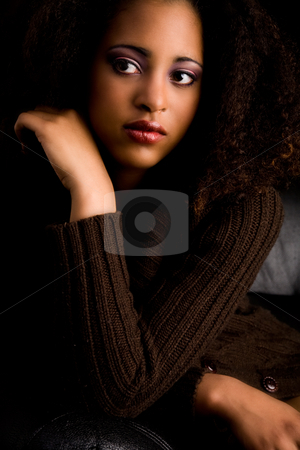 To use this stock image in your creative project, please select the size you need over to the right and click the "Add to Cart" button.
Your downloaded image will come with the Cutcaster watermark removed so don’t worry about the watermark you see on this page. African atitude stock photo, African girl in the studio with a fashion attitude by Frenk and Danielle Kaufmann