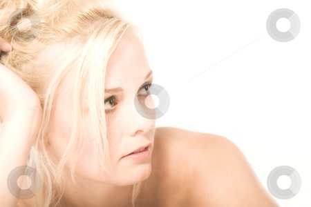 To use this stock image in your creative project, please select the size you need over to the right and click the "Add to Cart" button.
Your downloaded image will come with the Cutcaster watermark removed so don’t worry about the watermark you see on this page. Beautiful blond in thoughts stock photo, Portrait of a beautiful blond in the studio in thoughts by Frenk and Danielle Kaufmann