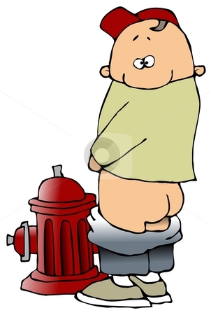 To use this stock image in your creative project, please select the size you need over to the right and click the "Add to Cart" button.
Your downloaded image will come with the Cutcaster watermark removed so don’t worry about the watermark you see on this page. Boy Peeing On A Fire Hydrant stock photo, This illustration depicts a small boy with his pants around his knees peeing on a fire hydrant. by Dennis Cox