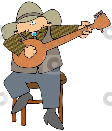 To use this stock image in your creative project, please select the size you need over to the right and click the "Add to Cart" button.
Your downloaded image will come with the Cutcaster watermark removed so don’t worry about the watermark you see on this page. Banjo Picker stock photo, This illustration depicts a man dressed in western wear and playing a banjo. by Dennis Cox