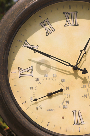 To use this stock image in your creative project, please select the size you need over to the right and click the "Add to Cart" button.
Your downloaded image will come with the Cutcaster watermark removed so don’t worry about the watermark you see on this page. Clock Barometer stock photo, An old clock with a built in barometer. by Robert Byron