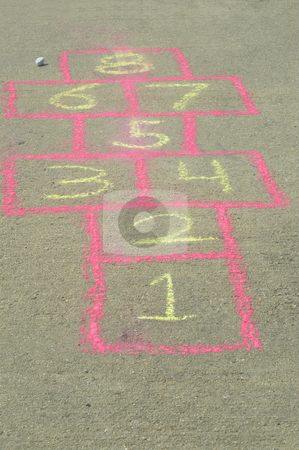 To use this stock image in your creative project, please select the size you need over to the right and click the "Add to Cart" button.
Your downloaded image will come with the Cutcaster watermark removed so don’t worry about the watermark you see on this page. Hopscotch stock photo, The sidewalk drawing game board of the childhood game of hopscotch. by Robert Byron
