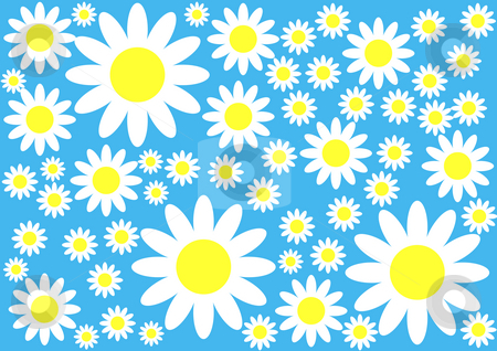 To use this stock image in your creative project, please select the size you need over to the right and click the "Add to Cart" button.
Your downloaded image will come with the Cutcaster watermark removed so don’t worry about the watermark you see on this page. Floral Background stock photo, White and yellow flowers on the blue background by Petr Koudelka