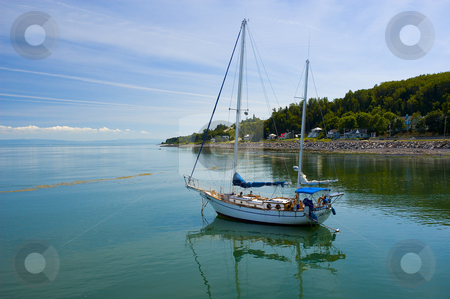 To use this stock image in your creative project, please select the size you need over to the right and click the "Add to Cart" button.
Your downloaded image will come with the Cutcaster watermark removed so don’t worry about the watermark you see on this page. Sail boat stock photo, Sail boat on a calm river by Vlad Podkhlebnik
