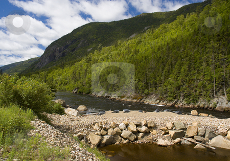 To use this stock image in your creative project, please select the size you need over to the right and click the "Add to Cart" button.
Your downloaded image will come with the Cutcaster watermark removed so don’t worry about the watermark you see on this page. Landscape stock photo, Beautiful landscape with mountains river and forest by Vlad Podkhlebnik