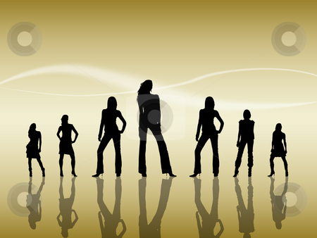 To use this stock image in your creative project, please select the size you need over to the right and click the "Add to Cart" button.
Your downloaded image will come with the Cutcaster watermark removed so don’t worry about the watermark you see on this page. Women Silhouettes stock photo, Silhouettes of seven sexy women reflecting on the floor by Vlad Podkhlebnik