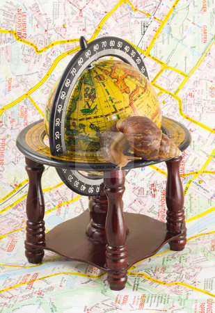 To use this stock image in your creative project, please select the size you need over to the right and click the "Add to Cart" button.
Your downloaded image will come with the Cutcaster watermark removed so don’t worry about the watermark you see on this page. Around the World stock photo, Around the world - slowly but safely - snail on the globe by Petr Koudelka