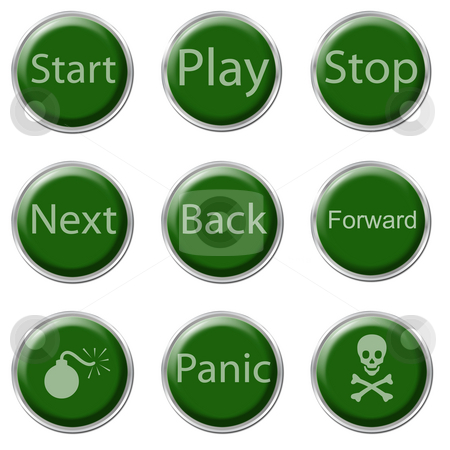 To use this stock image in your creative project, please select the size you need over to the right and click the "Add to Cart" button.
Your downloaded image will come with the Cutcaster watermark removed so don’t worry about the watermark you see on this page. Button Set stock photo, A set of nine green buttons on the white background by Petr Koudelka