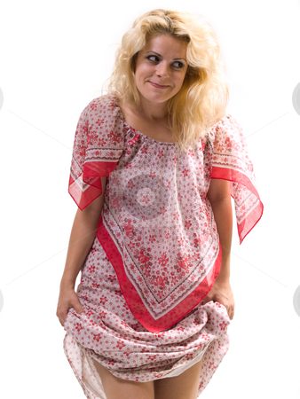 To use this stock image in your creative project, please select the size you need over to the right and click the "Add to Cart" button.
Your downloaded image will come with the Cutcaster watermark removed so don’t worry about the watermark you see on this page. Woman holding dress stock photo, Blond woman holding her dress up by Adrian Costea