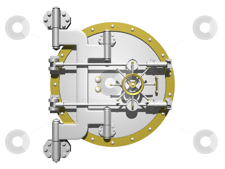To use this stock image in your creative project, please select the size you need over to the right and click the "Add to Cart" button.
Your downloaded image will come with the Cutcaster watermark removed so don’t worry about the watermark you see on this page. Vault door stock photo, Steel vault door closed on a white background by John Teeter