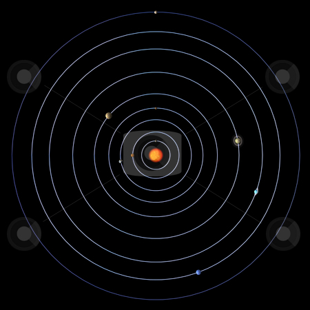 To use this stock image in your creative project, please select the size you need over to the right and click the "Add to Cart" button.
Your downloaded image will come with the Cutcaster watermark removed so don’t worry about the watermark you see on this page. Solar System stock photo, Schematical image of the map of the solar system.
With Clipping Path by Ralf Kraft