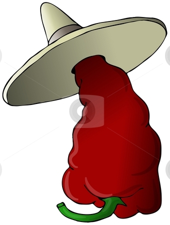 To use this stock image in your creative project, please select the size you need over to the right and click the "Add to Cart" button.
Your downloaded image will come with the Cutcaster watermark removed so don’t worry about the watermark you see on this page. Mexican Hot Pepper stock photo, This illustration depicts a hot chili pepper wearing a sombrero. by Dennis Cox
