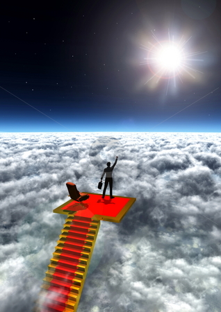 To use this stock image in your creative project, please select the size you need over to the right and click the "Add to Cart" button.
Your downloaded image will come with the Cutcaster watermark removed so don’t worry about the watermark you see on this page. Ultimate Success stock photo, Illustration of a successful businessman standing in victory on the top of the world. by Nmedia Studio