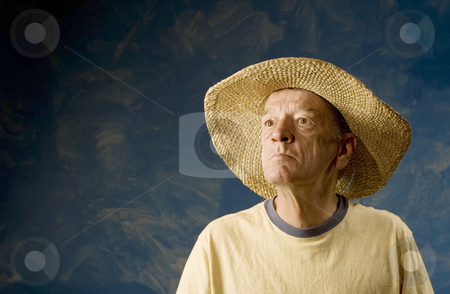 To use this stock image in your creative project, please select the size you need over to the right and click the "Add to Cart" button.
Your downloaded image will come with the Cutcaster watermark removed so don’t worry about the watermark you see on this page. Man in a Cowboy Hat stock photo, Senior man in a straw hat in front of blue set wall by Scott Griessel
