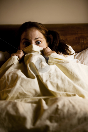 To use this stock image in your creative project, please select the size you need over to the right and click the "Add to Cart" button.
Your downloaded image will come with the Cutcaster watermark removed so don’t worry about the watermark you see on this page. Frightened Woman in Bed stock photo, Frightened Woman in Bed with the Sheets Pulled Up to her Face by Scott Griessel