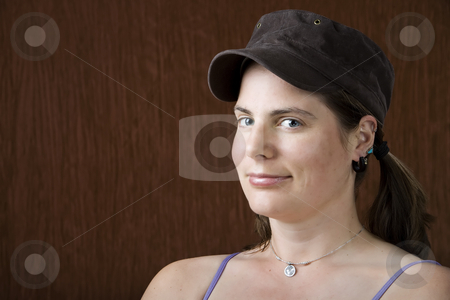 To use this stock image in your creative project, please select the size you need over to the right and click the "Add to Cart" button.
Your downloaded image will come with the Cutcaster watermark removed so don’t worry about the watermark you see on this page. Woman with blue eyes stock photo, Closeup of woman with blue eyes wearing a cap by Scott Griessel