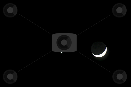 To use this stock image in your creative project, please select the size you need over to the right and click the "Add to Cart" button.
Your downloaded image will come with the Cutcaster watermark removed so don’t worry about the watermark you see on this page. Moon and Star stock photo, A crescent moon next to a star. by Robert Byron