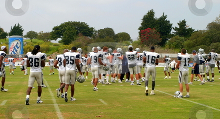 To use this stock image in your creative project, please select the size you need over to the right and click the "Add to Cart" button.
Your downloaded image will come with the Cutcaster watermark removed so don’t worry about the watermark you see on this page. Texas Cowboys Training stock photo, The Dallas Cowboys at their 2008 summer training camp in Oxnard, CA during a training session working out. by Henrik Lehnerer