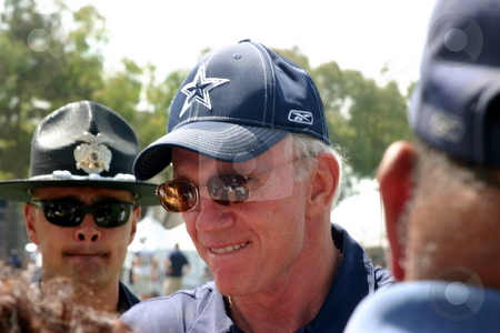 To use this stock image in your creative project, please select the size you need over to the right and click the "Add to Cart" button.
Your downloaded image will come with the Cutcaster watermark removed so don’t worry about the watermark you see on this page. Dallas Cowboys Training stock photo, The Dallas Cowboys at their 2008 summer training camp in Oxnard, CA during a training session working out. by Henrik Lehnerer