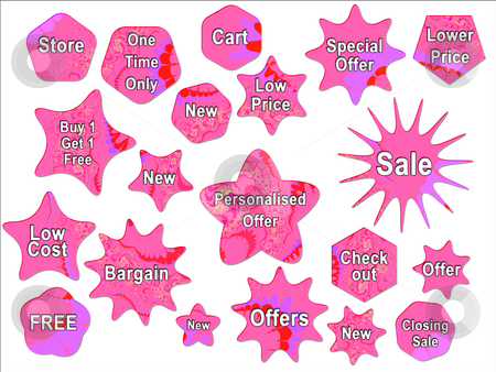 To use this stock image in your creative project, please select the size you need over to the right and click the "Add to Cart" button.
Your downloaded image will come with the Cutcaster watermark removed so don’t worry about the watermark you see on this page. Pink Girly Bright For Sale Offer Badge Star Strickers stock photo, Pink Girly Bright For Sale Offer Badge Star Strickers by Robert Davies