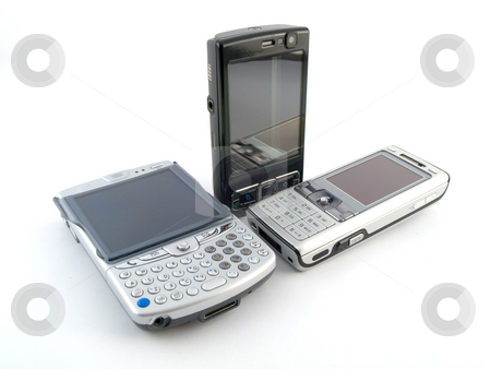 To use this stock image in your creative project, please select the size you need over to the right and click the "Add to Cart" button.
Your downloaded image will come with the Cutcaster watermark removed so don’t worry about the watermark you see on this page. Modern Mobile Phones on White Background stock photo, Several Modern Mobile Phones on White Background by Robert Davies