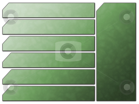 To use this stock image in your creative project, please select the size you need over to the right and click the "Add to Cart" button.
Your downloaded image will come with the Cutcaster watermark removed so don’t worry about the watermark you see on this page. Green Futuristic Website Navigation Stone Buttons stock photo, 3d Web 2.0 Futuristic Website Navigation Stone Buttons by Robert Davies