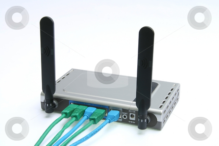 To use this stock image in your creative project, please select the size you need over to the right and click the "Add to Cart" button.
Your downloaded image will come with the Cutcaster watermark removed so don’t worry about the watermark you see on this page. Wireless modem stock photo, Wireless modem and router with four cables by Jonas Marcos San Luis