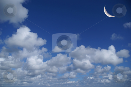 To use this stock image in your creative project, please select the size you need over to the right and click the "Add to Cart" button.
Your downloaded image will come with the Cutcaster watermark removed so don’t worry about the watermark you see on this page. Moon stock photo, Cloudy blue sky with the moon crescent by Serge VILLA