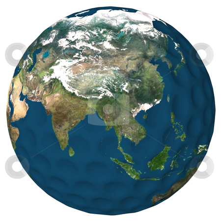 To use this stock image in your creative project, please select the size you need over to the right and click the "Add to Cart" button.
Your downloaded image will come with the Cutcaster watermark removed so don’t worry about the watermark you see on this page. World of Golf Asia and India stock photo, Golf ball with a high resolution earth texture applied. Asia, Malaysia and Indian Ocean showing. by Dave Navarro