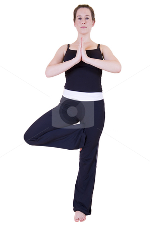 To use this stock image in your creative project, please select the size you need over to the right and click the "Add to Cart" button.
Your downloaded image will come with the Cutcaster watermark removed so don’t worry about the watermark you see on this page. Yoga tree pose stock photo, Beautiful young lady in the yoga 'Tree pose - Vriksasana', dressed in black and isolated on white. by Nicolaas Traut